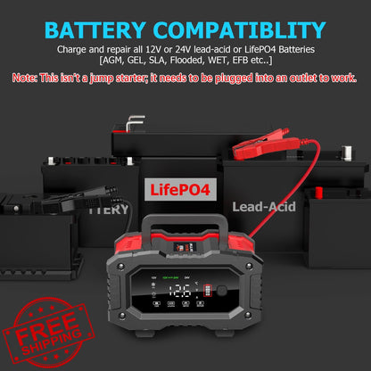 YONHAN 20A 12V/24V Battery Charger Maintainer for Car AGM
