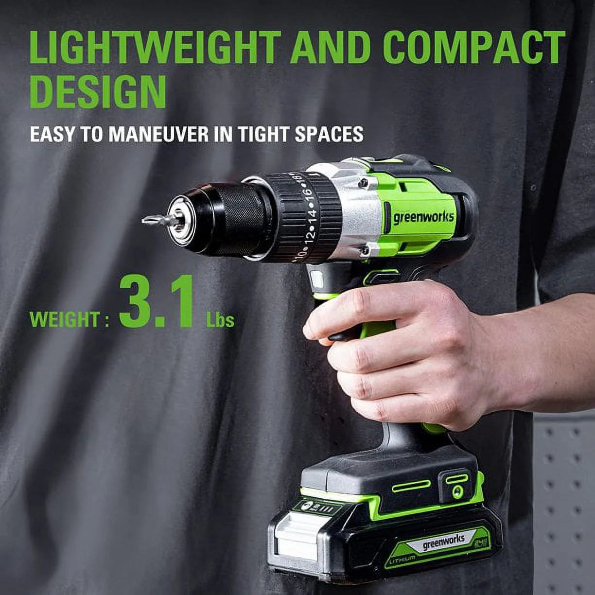 Unleash Your DIY Potential with the 24V Brushless Cordless Hammer Drill & 5 Piece Bit Set – Includes 2.0 Ah Battery & Charger!