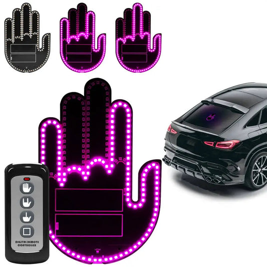Hand Gesture Lights for Car, Rechargeable Battery USB Finger Car Light with Remote, 3 Gesture-Love&Bird&Wave, Back Window Gesture Lighting for Man Women Fun Car Truck Accessories,Pink