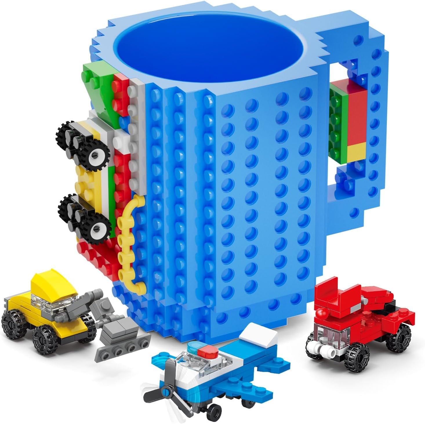 Build-On Brick Mug Set - Unleash Creativity with 3 Random Packs of 2-in-1 Bricks - Fun Coffee Mugs for Kids and Adults - Perfect Novelty Gift for Any Occasion - Black