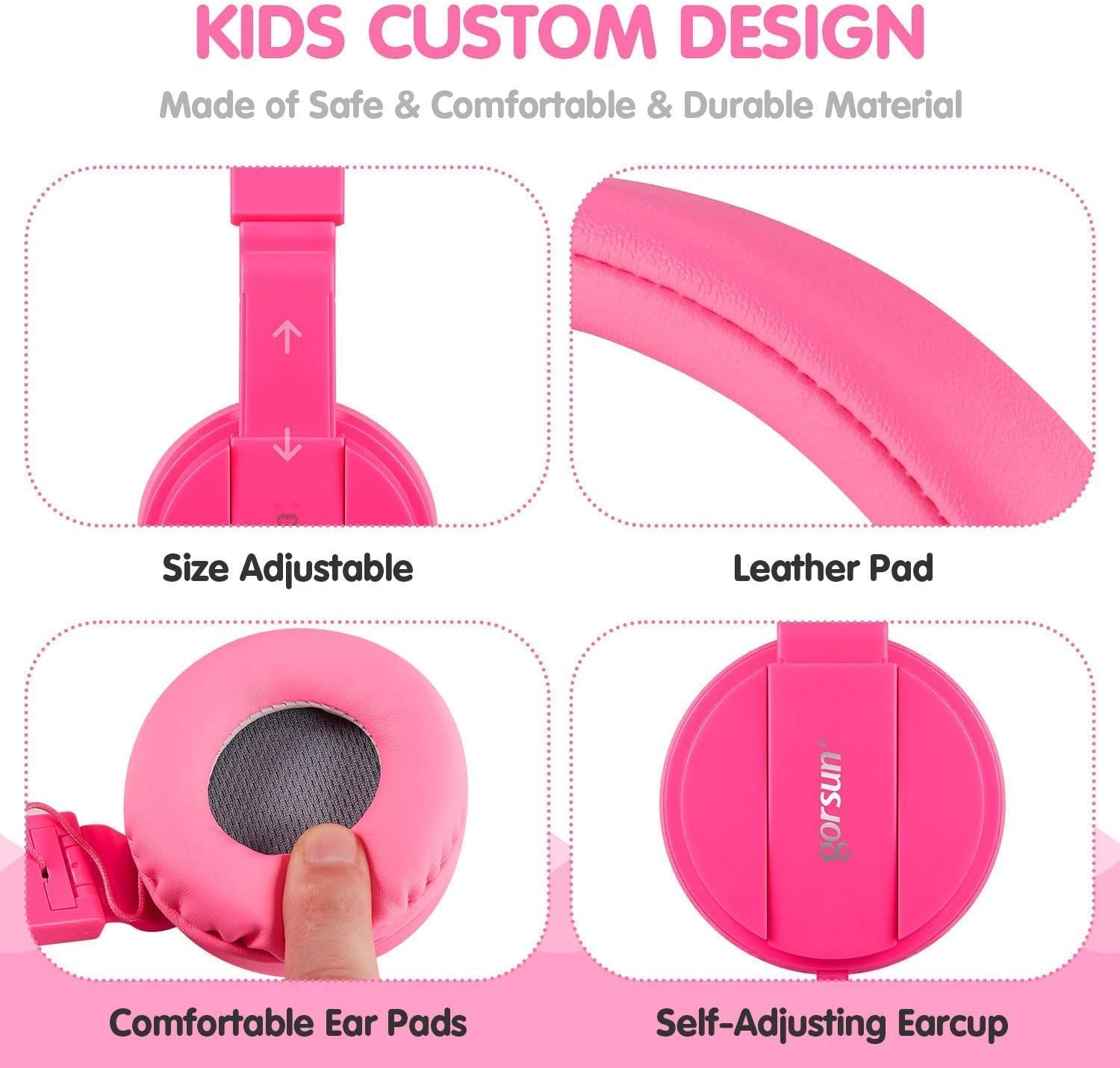 Kids Headphones On-Ear Comfortable Foldable Headphones for Kids Lightweight Stereo Headset for Kids Childrens Girls Boys Smartphone PC Tablet MP3/4 Video Game Toddler Headphones (Pink)