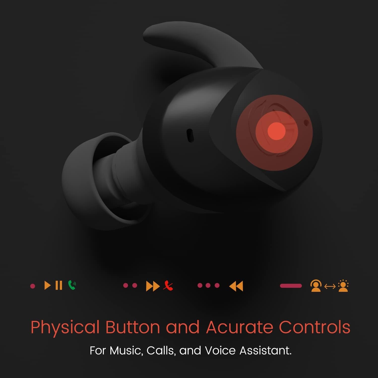 Wireless Sports Earbuds, [Lilt Series] Bluetooth 5.2 Ear Bud Headphone, Noise Isolation, Hear-Through, Gaming Mode, IPX7 Waterproof, ENC, Clear Calls, 24H with Charging Case, Black