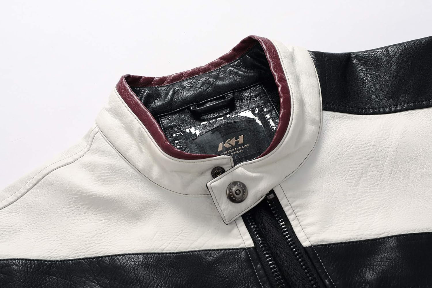 Stand-Up Collar Men'S Motorcycle Leather Motorcycle Racing Suit Color-Blocking PU Simulation Leather Jacket