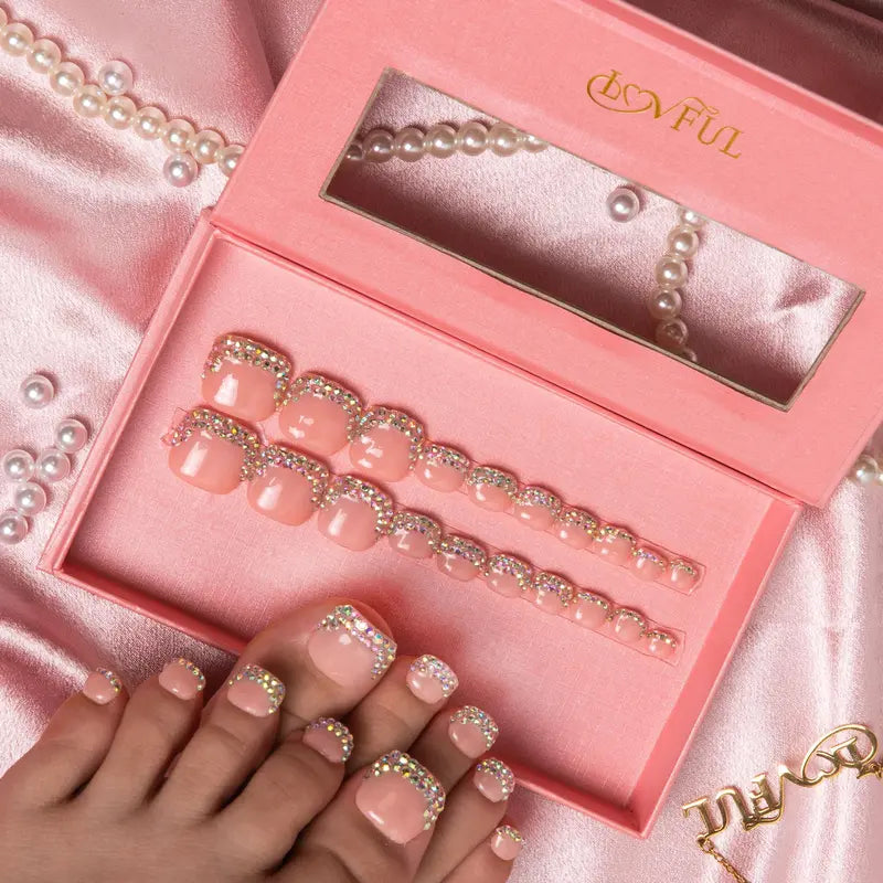20PCS SIZE FREE Lovful Acrylictoes Handmade Press on Feet Nails Pedicure Acrylicnailtoes (RY)