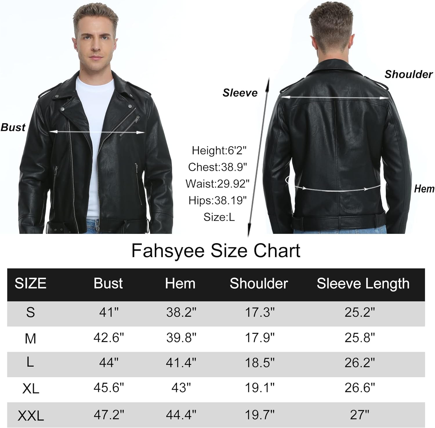 Leather Jackets for Men, Faux Bomber Jacket Men Motorcycle Lapel Asymmetric Zip-Up Blet Slim Fit Biker Coat