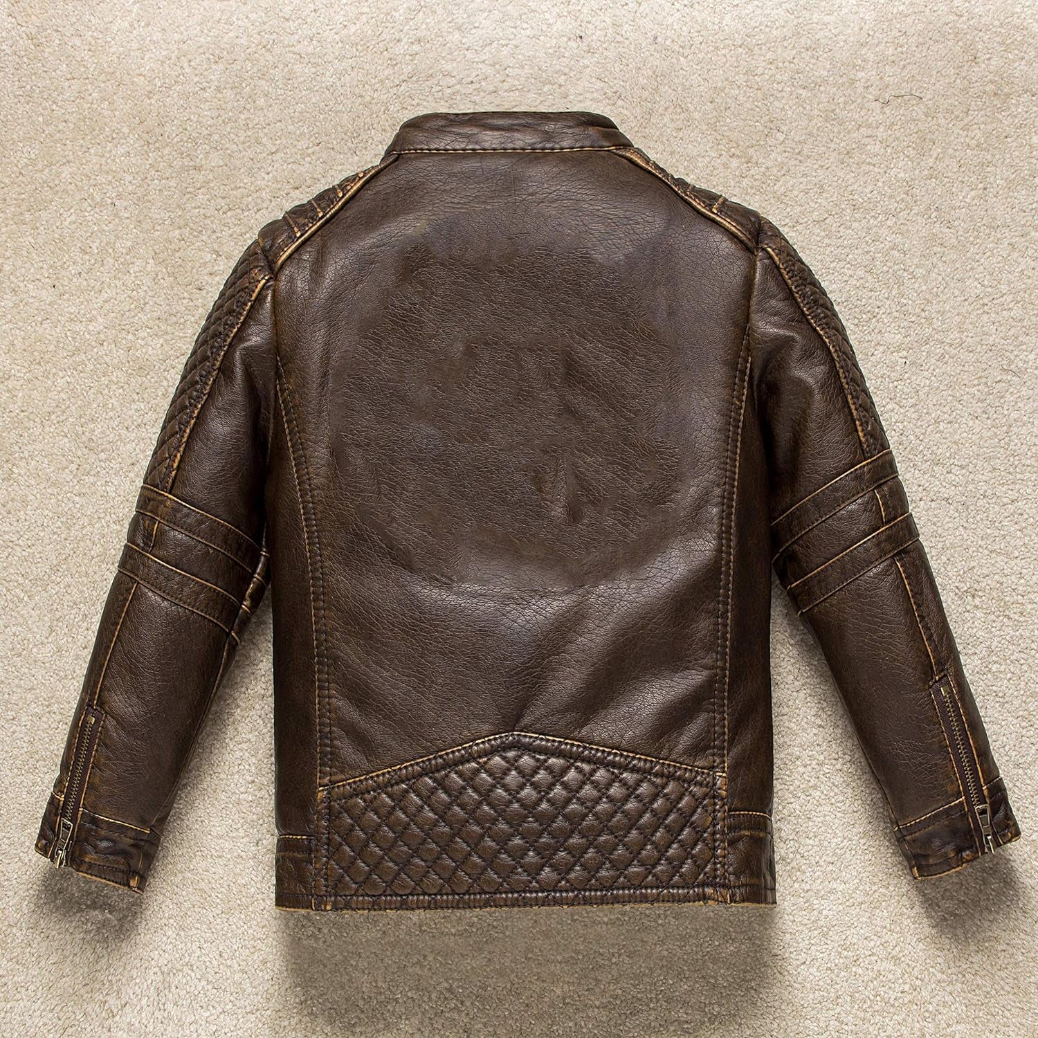 Boys Motorcycle Jacket Faux Leather Jackets for Kids Coats for Costume Party Waterproof