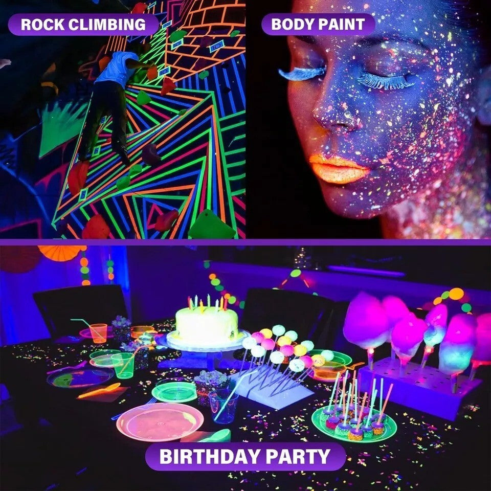 Illuminate Your Glow Parties with Our Rechargeable Black Light - 395Nm Battery Powered for Ultimate Fun!