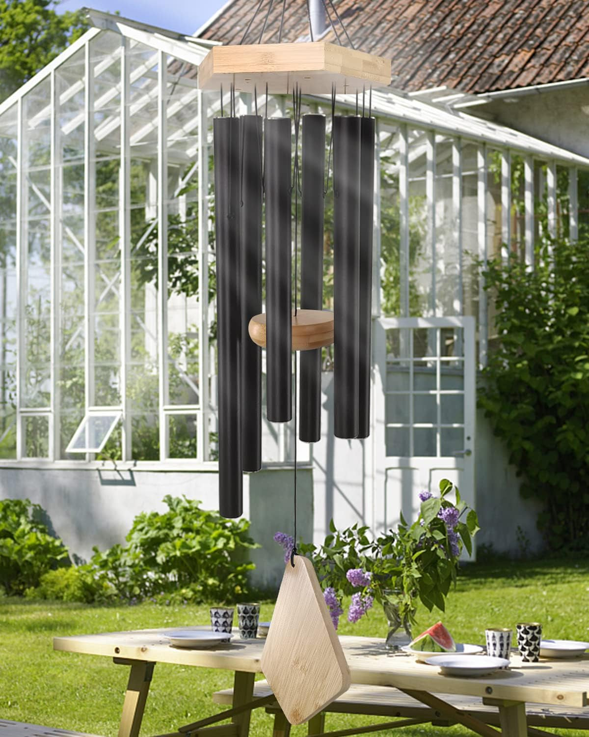 Enchanting 30-Inch Deep Tone Memorial Wind Chimes with Hook - Perfect Gift for Mother's Day, Housewarming, and Christmas - Ideal for Patio, Garden, and Home Decor in Elegant Black