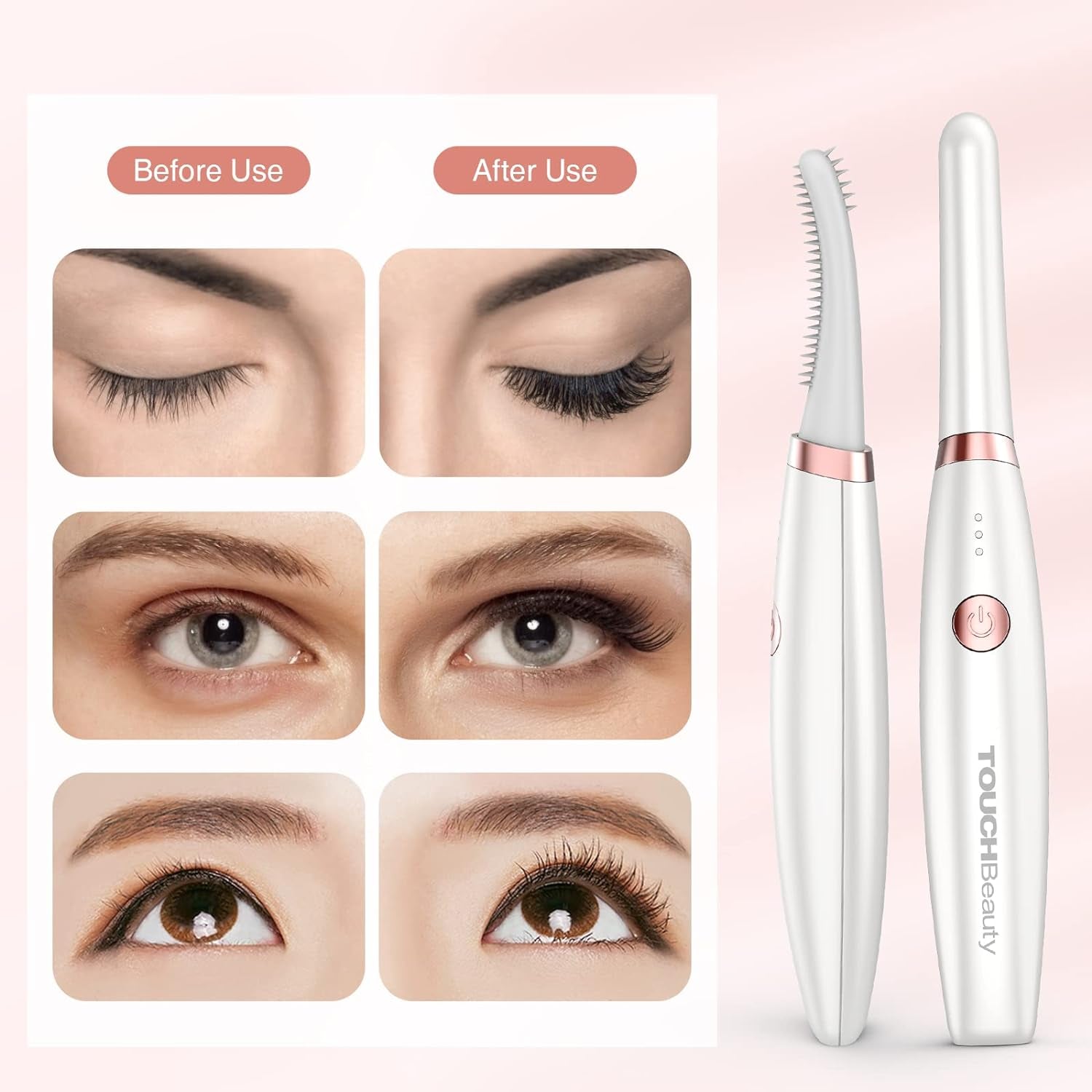 Rechargeable Heated Eyelash Curler, Lash Curler for Women Electric Eyelash Curler with 3 Temperature Modes,Quick Natural Curling and Long Lasting (White)