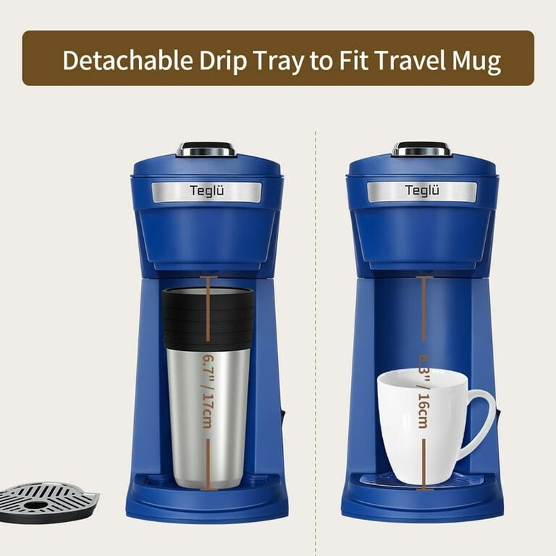 Brew Your Perfect Cup with the Mini K Cup Coffee Maker - Versatile Ground Coffee Machine in Stylish Blue