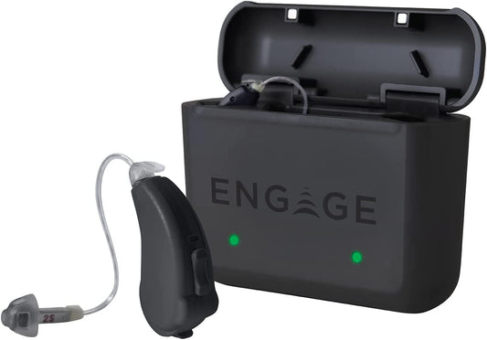 Lucid Hearing  Rechargeable OTC Hearing Aids - Compatible with Iphone, Lucid Hearing APP, and Bluetooth - Splashproof - Discrete - Engineered and Designed in the USA (Black)