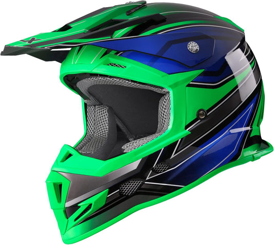 GX23 Dirt Bike Off-Road Motocross ATV Motorcycle Full Face Helmet for Men Women, DOT Approved (Sear Green, Large)