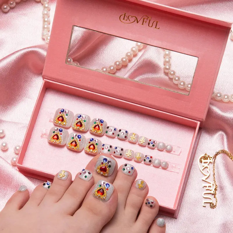 20PCS SIZE FREE Lovful Acrylictoes Handmade Press on Feet Nails Pedicure Acrylicnailtoes (RY)