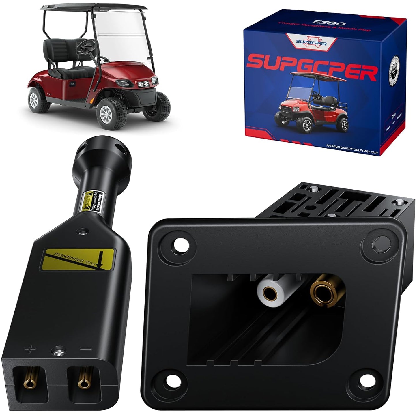 EZGO 36V Powerwise Charger Receptacle & Plug - Premium Golf Cart Battery Charger Port for 1996-UP Models
