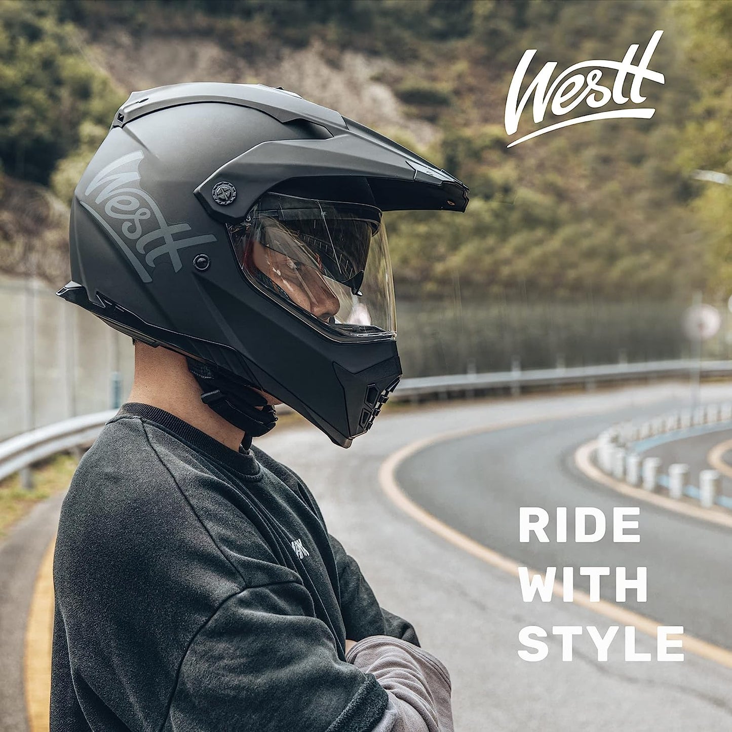 Dual Sport Motorcycle Helmet Off-Road Helmets for Adults, Dual Visor Motorcycle Helmet - Full Face ATV UTV Helmet Dirt Bike Motocross Helmets DOT Approved