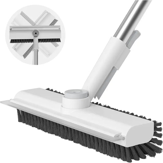 Floor Scrub Brush with Long Handle, Cleaning Brush,3 in 1 Scrape and Heavy-Duty Stiff Bristle Scrubber Brush for Cleaning Shower Bathroom, Patio, Garage, Kitchen, Wall and Deck,Mother'S Day Gift