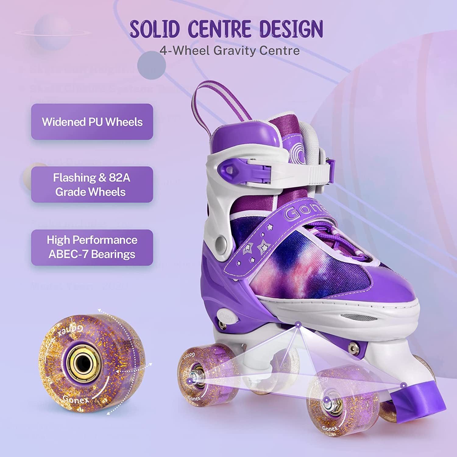 Roller Skates for Girls Kids Boys Women with Light up Wheels and Adjustable Sizes for Indoor Outdoor