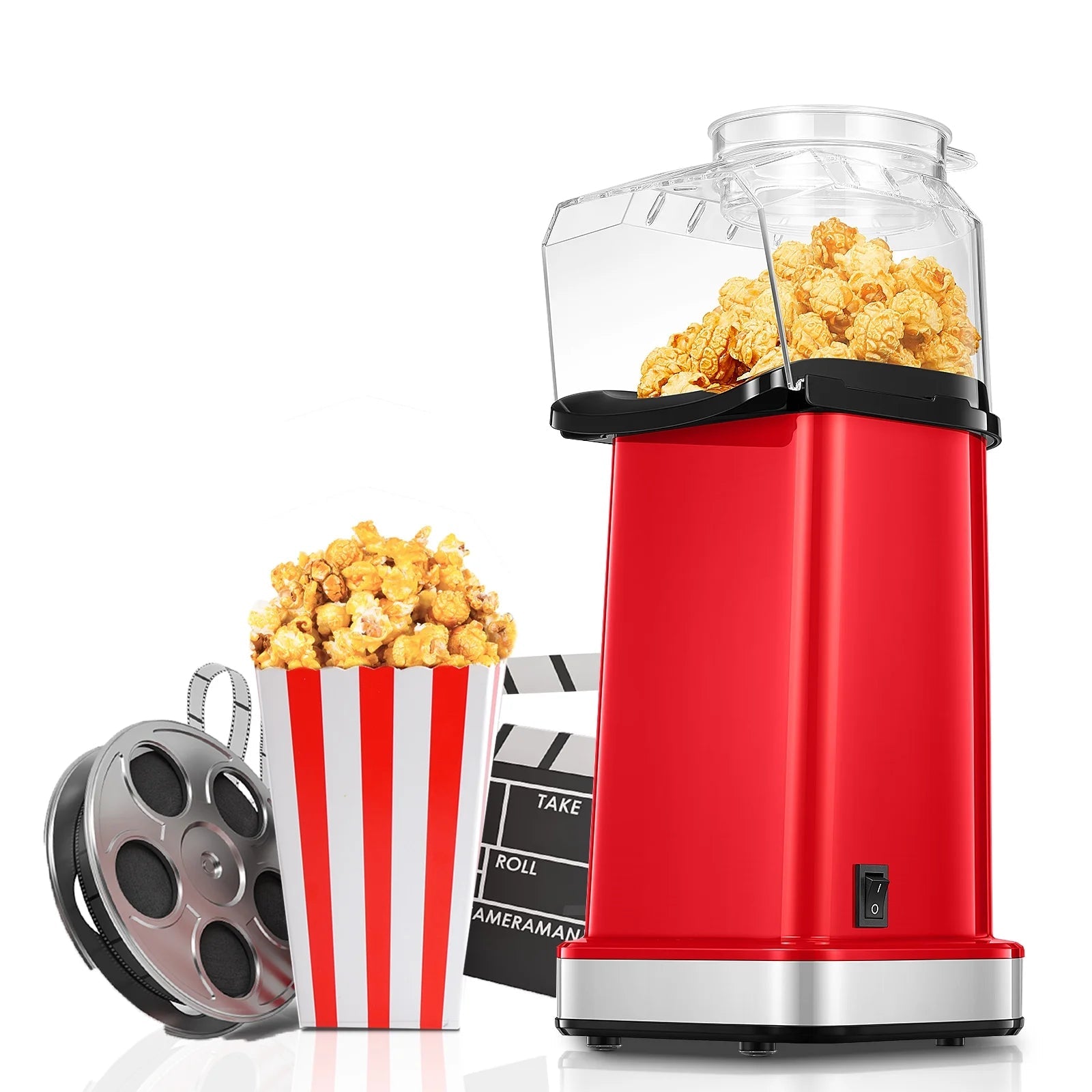 Pop Perfectly Popped Popcorn with Our 18-Cup Hot Air Popcorn Maker! 🍿✨ 1400W, Oil-Free & Comes with a Measuring Cup! Get Yours in Red!