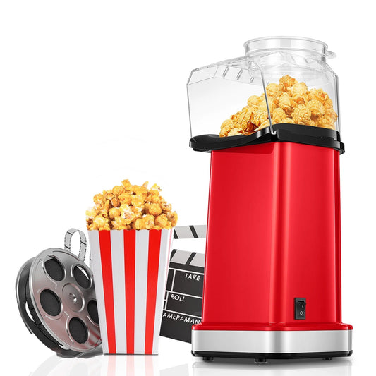 Pop Perfectly Popped Popcorn with Our 18-Cup Hot Air Popcorn Maker! 🍿✨ 1400W, Oil-Free & Comes with a Measuring Cup! Get Yours in Red!