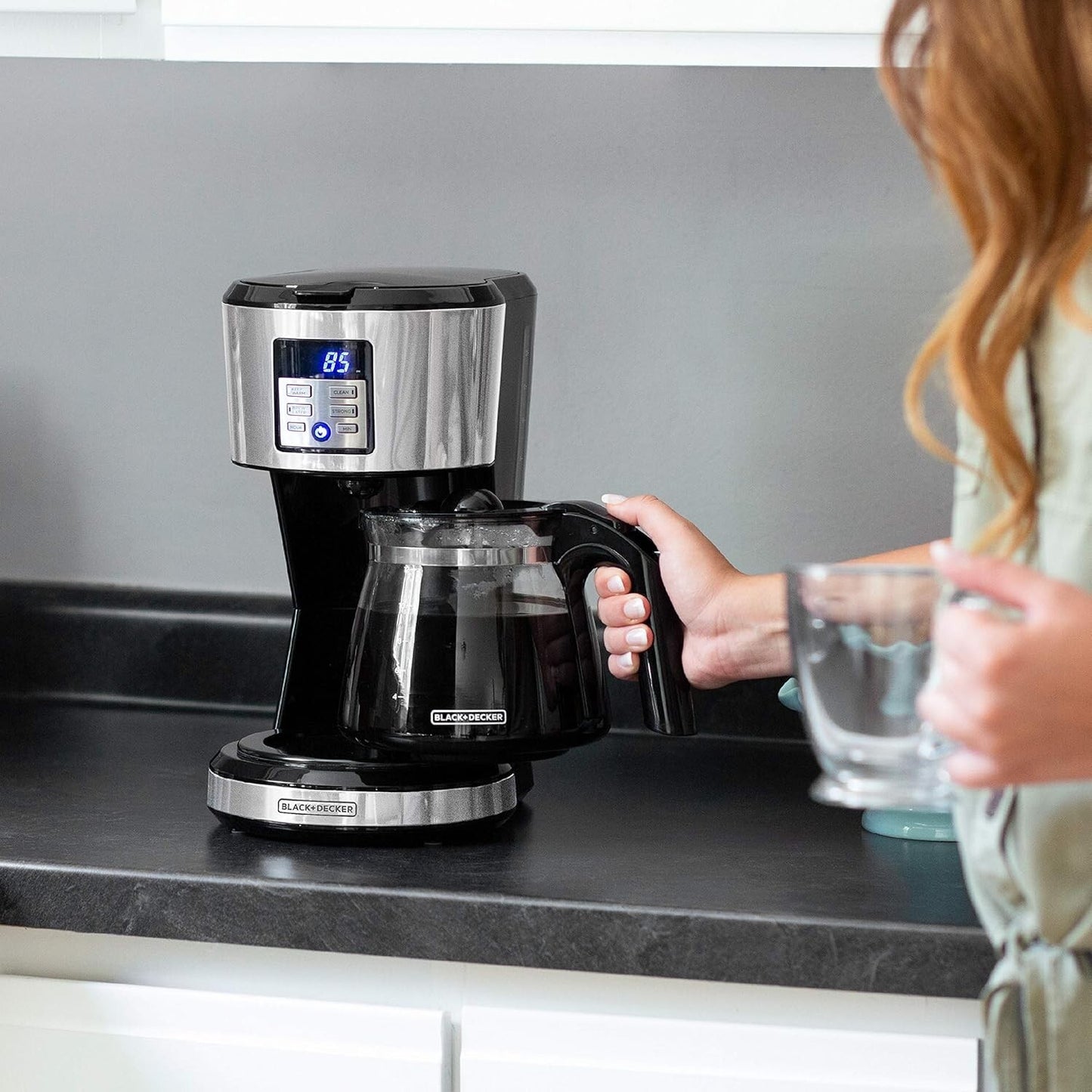 Experience Bold Flavor with the Programmable 12-Cup Coffee Maker Featuring Exclusive Vortex Technology in Sleek Silver