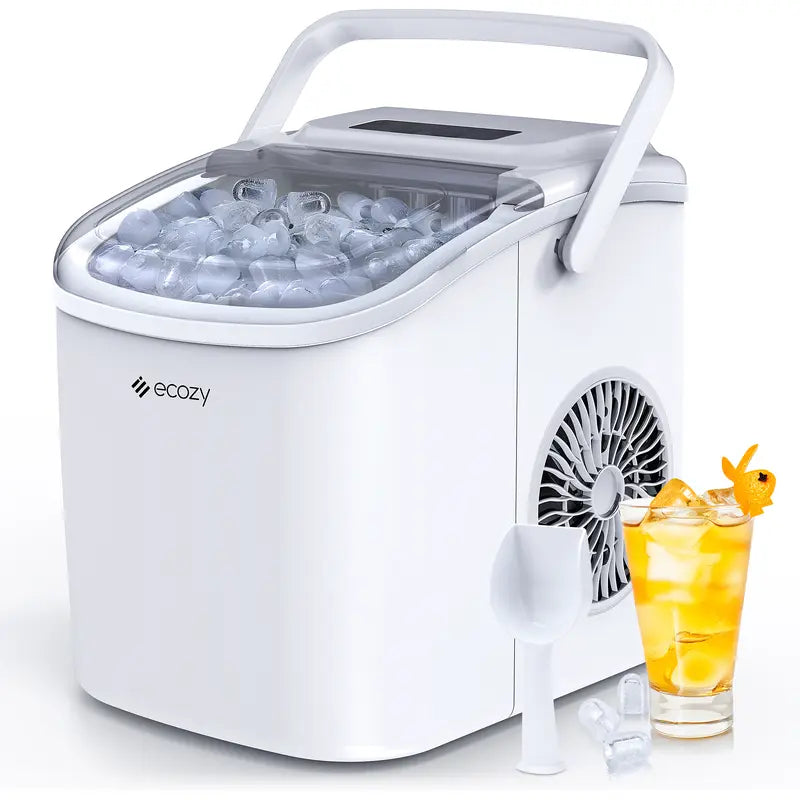 Ice Maker, Ecozy Portable Ice Maker, 26Lb, Cube Ice 9 in 6Min, Self-Cleaning,Ice Bags/Standing Ice Scoop/Ice Basket Kitchen Utensils