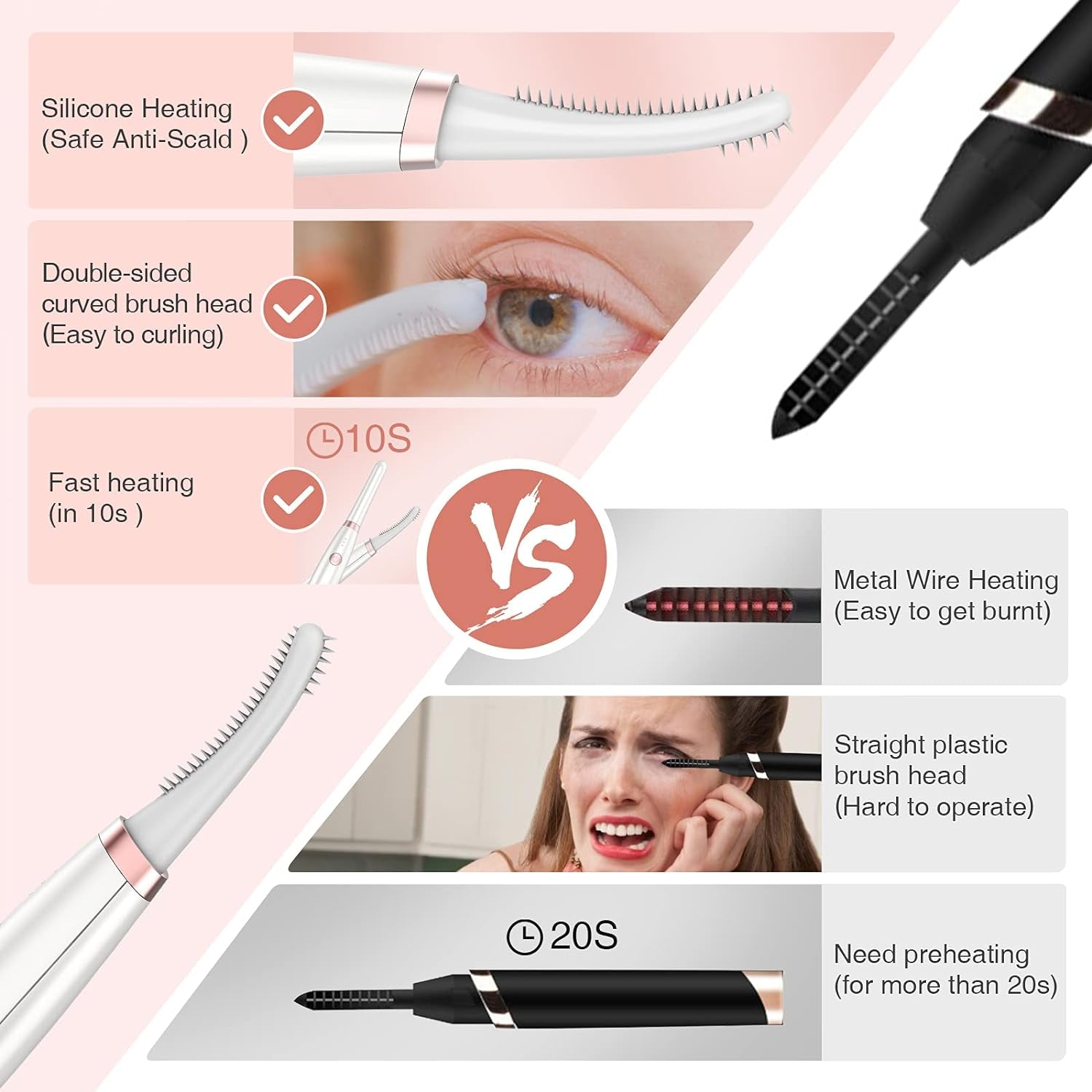 Rechargeable Heated Eyelash Curler, Lash Curler for Women Electric Eyelash Curler with 3 Temperature Modes,Quick Natural Curling and Long Lasting (White)