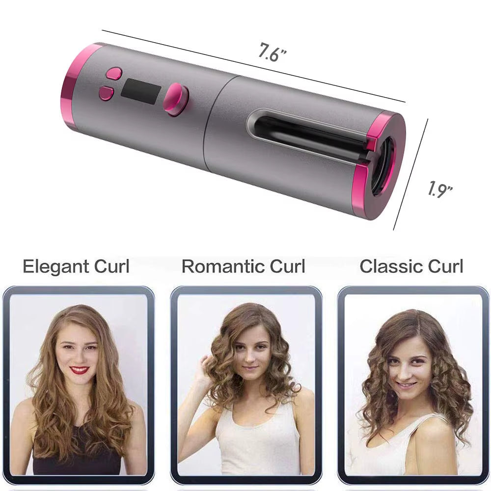 Revolutionary Cordless Automatic Hair Curler - Portable, USB Rechargeable, and Effortlessly Creates Stunning Curls Anywhere!