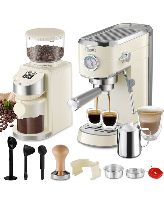 20 Bar Professional Espresso Machine with 35 Precise Grind Settings Burr Coffee Grinder