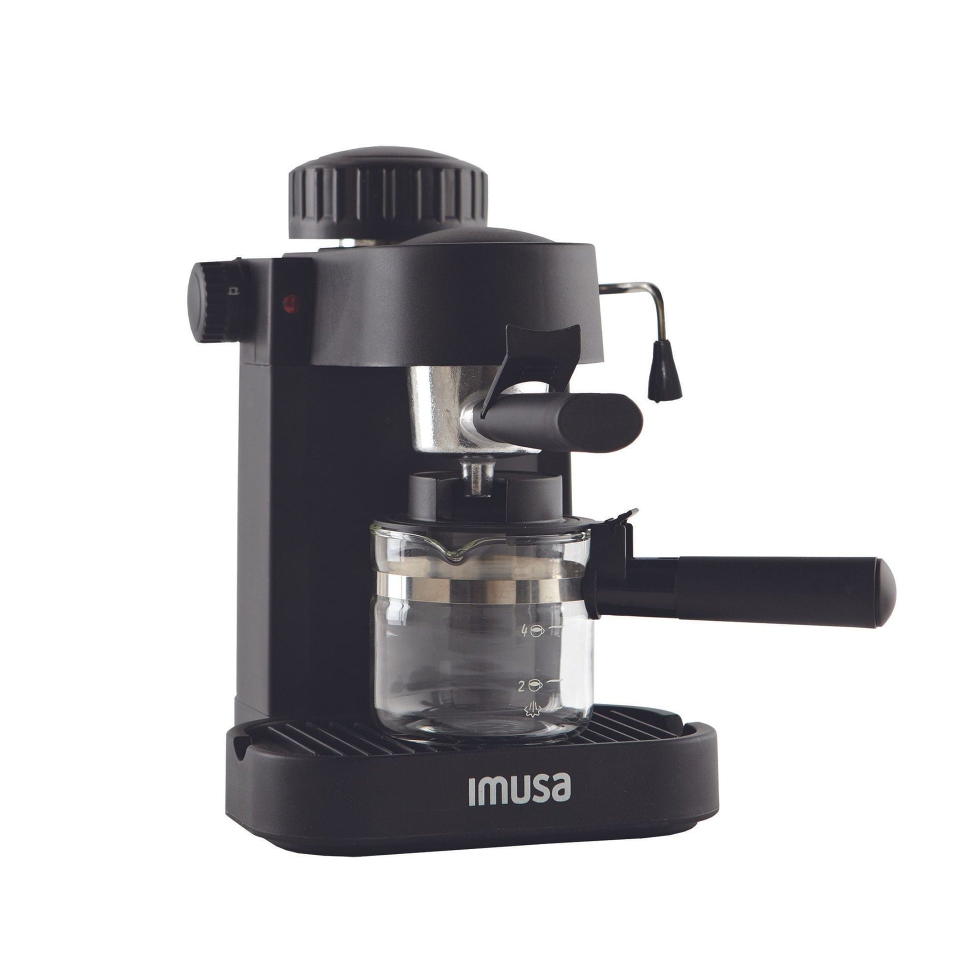 Brew Barista-Quality Coffee at Home! ☕️✨ 4-Cup Electric Espresso/Cappuccino Maker - 800 Watts, Sleek Black Design!
