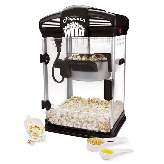 82515B Hot Oil Theater Style Popper Machine with Nonstick Kettle Includes Measuring Cup Oil and Popcorn Scoop, 4-Ounce, Black