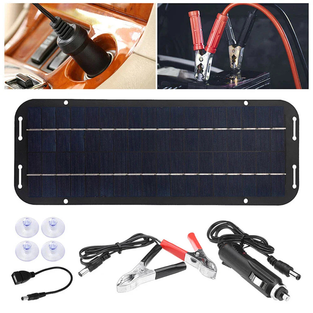 30W High-Efficiency Solar Panel Kit - 12V Trickle Charger for Boats, Cars, and RVs