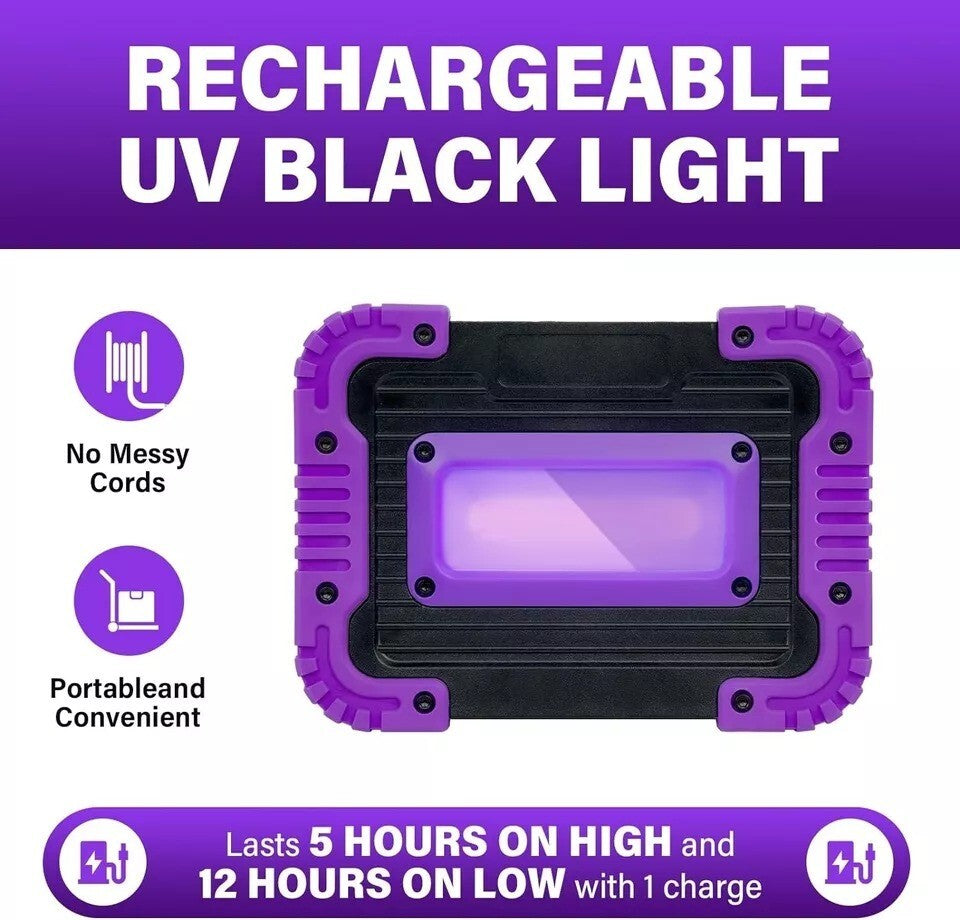 Illuminate Your Glow Parties with Our Rechargeable Black Light - 395Nm Battery Powered for Ultimate Fun!