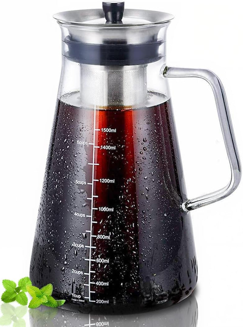 Brew Café-Quality Iced Coffee at Home with the Airtight 51Oz Cold Brew Coffee Maker - Durable Borosilicate Glass & Stainless Steel Filter