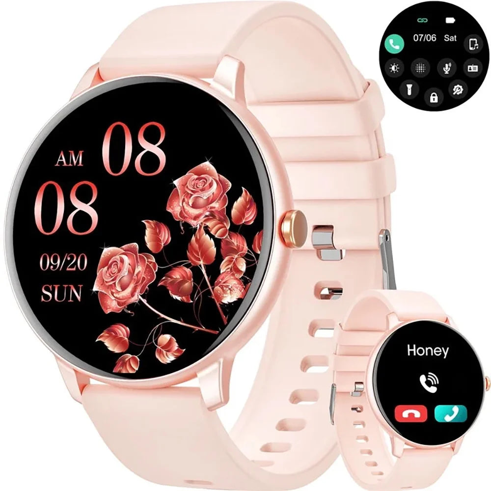 Women'S Smart Watch, 1.39-Inch HD Touch Screen, Fitness Tracker, Multiple Sports Modes, Wireless Calling, for Android and Iphone Devices (Pink)