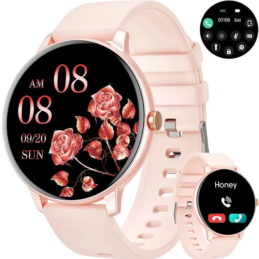 Women'S Smart Watch, 1.39-Inch HD Touch Screen, Fitness Tracker, Multiple Sports Modes, Wireless Calling, for Android and Iphone Devices (Pink)