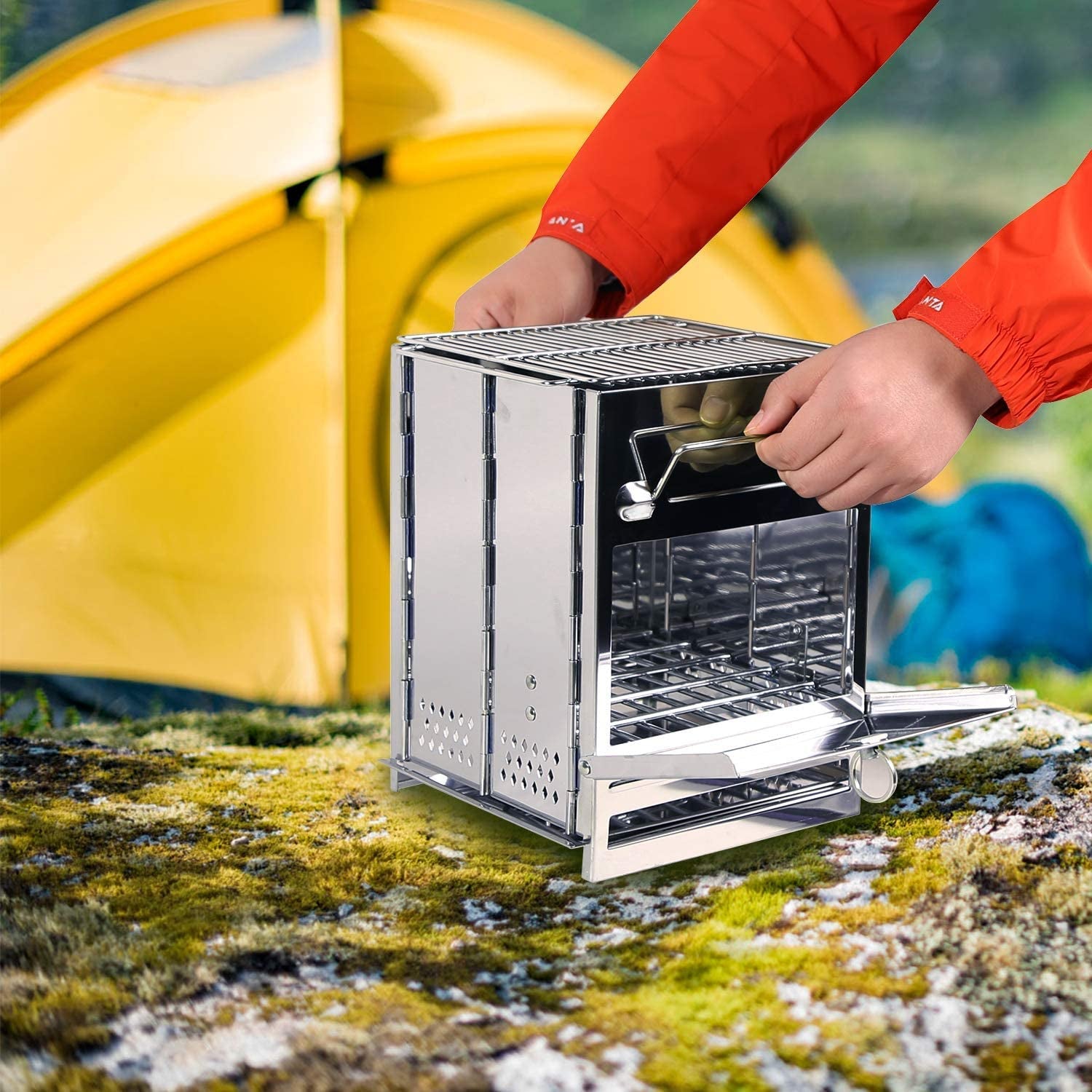 🔥 Take Your Outdoor Cooking to the Next Leve!  - Rocket Fast! 🌲 Portable Wood Burning Rocket Camp Stove - Perfect for Hiking, Camping, Picnics & BBQs! 🍖✨