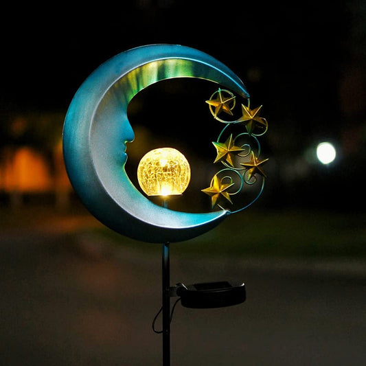 Illuminate your garden with stunning Solar Moon Lights! 🌙✨ Featuring a crackle glass ball and golden stars, these waterproof pathway stake lights are perfect for your lawn, patio, and yard. Get yours in blue today! 💙 #GardenGoals #OutdoorLighting