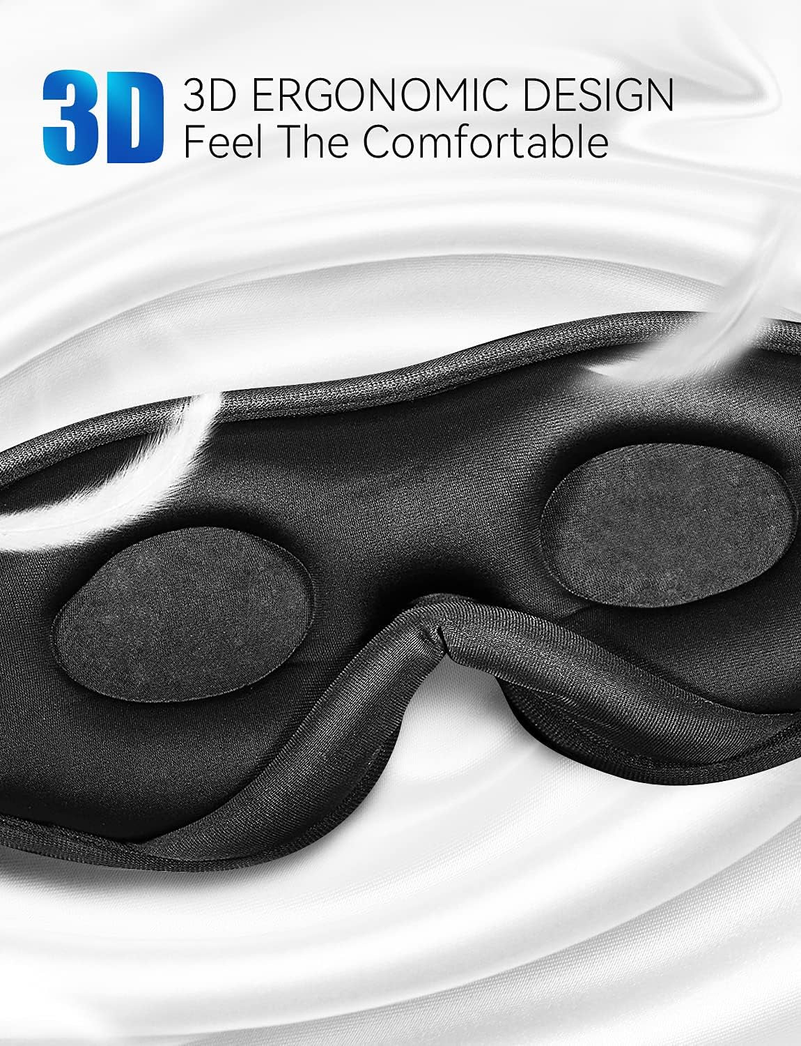 Sleep Headphones, 3D Bluetooth Sleep Mask,  Washable Sleeping Headphones with Adjustable Ultra Thin Stereo Speakers Microphone Hands Free for Insomnia Travel