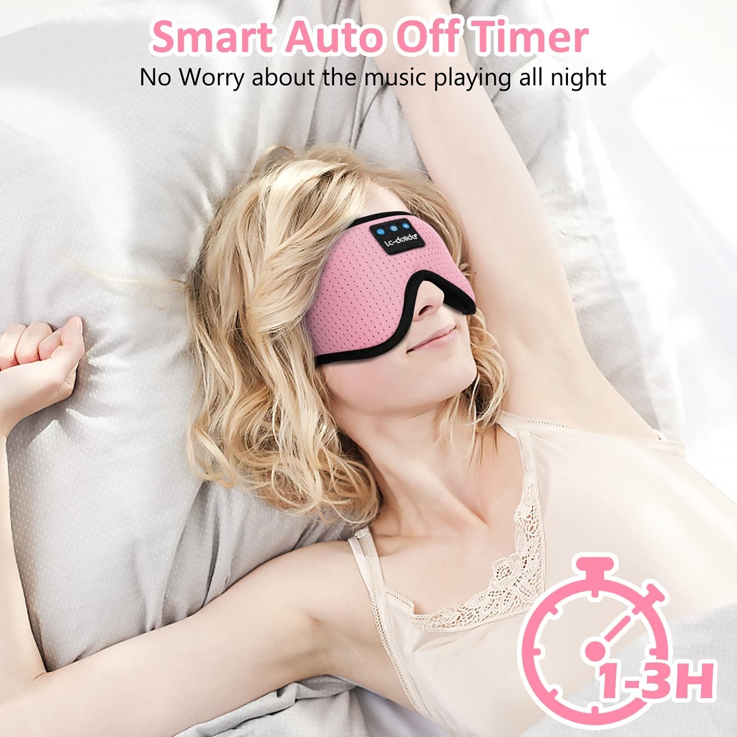 Sleep Mask with Bluetooth Headphones, 3D Sleep Headphones Bluetooth Sleep Mask Breathable Sleeping Headphones for Side Sleepers Best Gift and Travel Essential (Pink)