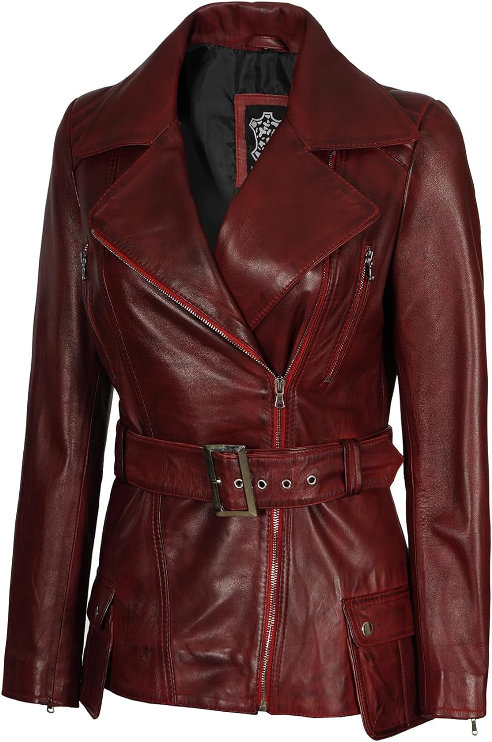 Womens Motorcycle Jackets - Distressed Leather Jacket| [1302172] Victoria, S