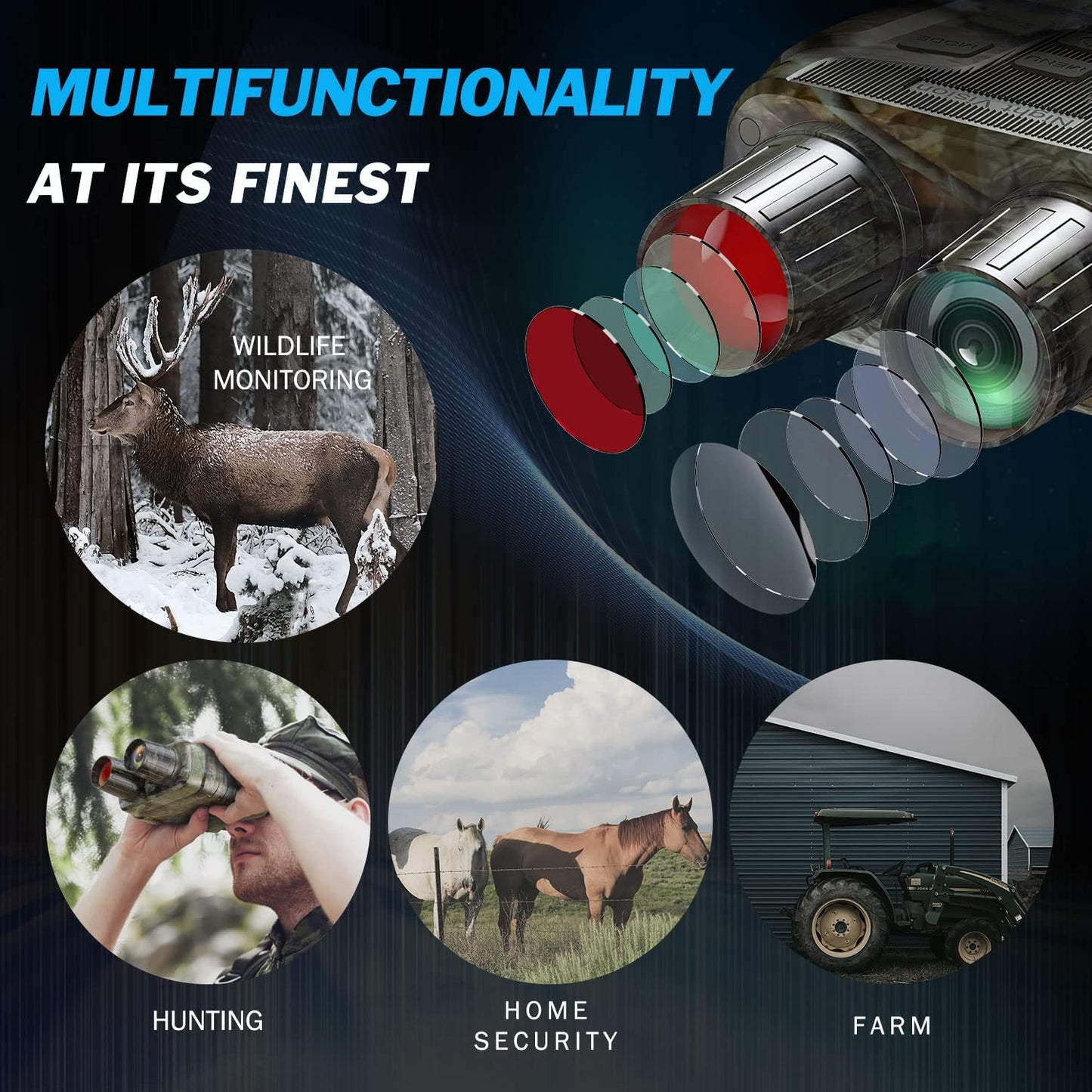 Night Vision Goggles - Digital Infrared Night Vision for Viewing in 100% Darkness-Hd 1080P Image & Video from 984Ft for Hunting Camping Birds Watching