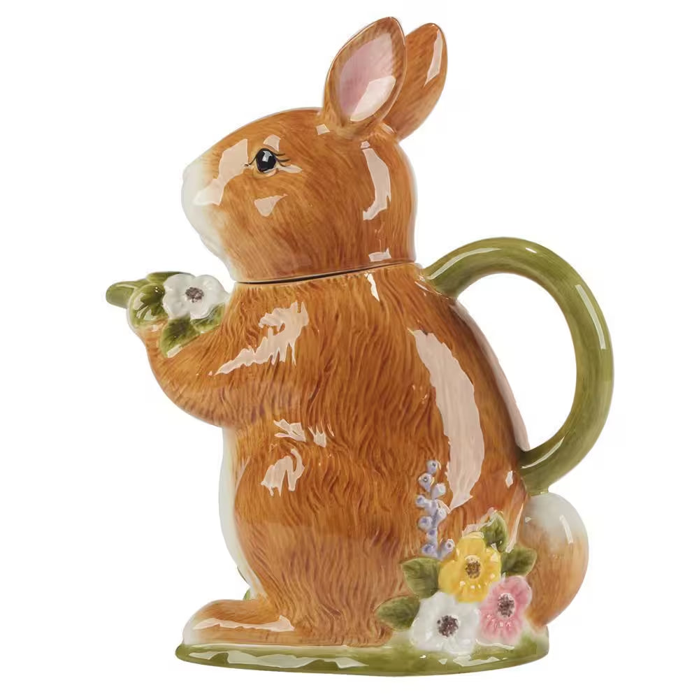Charming Easter Meadow 3-D Bunny Teapot - Perfect for Spring Celebrations and Tea Time