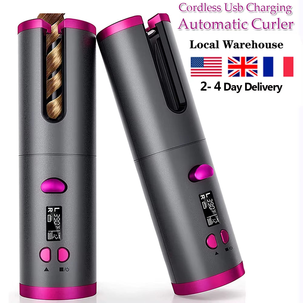 Revolutionary Cordless Automatic Hair Curler - Portable, USB Rechargeable, and Effortlessly Creates Stunning Curls Anywhere!