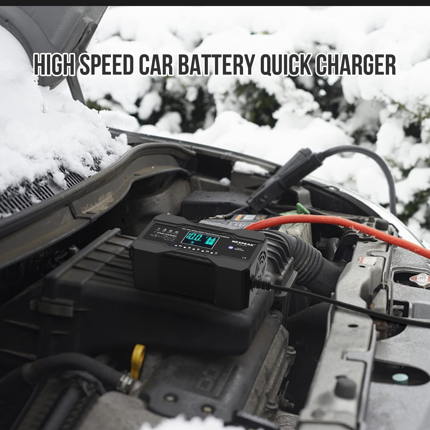 Smart 12V/24V Battery Charger for Cars, Boats, and More - Quick, Safe, and Efficient Charging