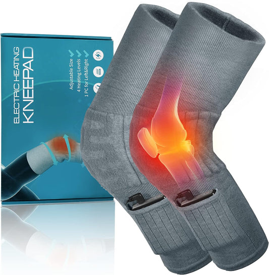 Heated Knee Massager, 4 Level Adjustable Heated Knee Massager, Rechargeable 5000Mah Battery, Massage Knee Brace Wrap for Arthritis Pain and Support