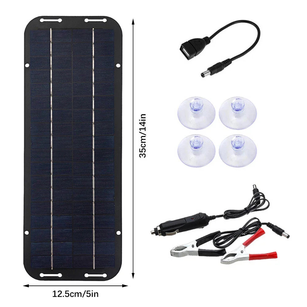30W High-Efficiency Solar Panel Kit - 12V Trickle Charger for Boats, Cars, and RVs