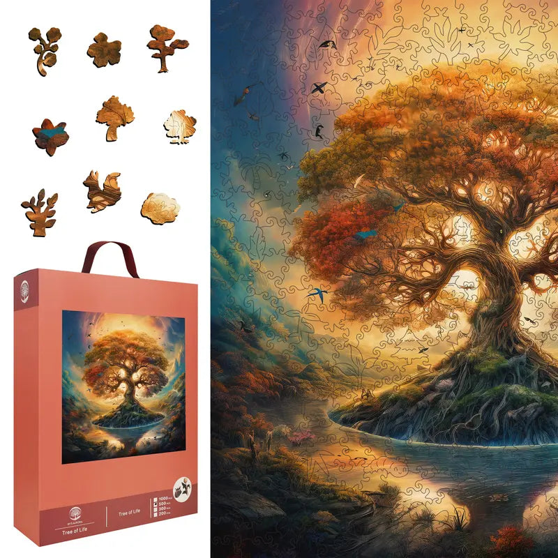 Snake Eye Mys Aurora Wooden Jigsaw Puzzle for Kids and Adults 200 500 Pcs Unique Shape Nice Box Packing Fun Challenging Brain Exercise Family Game Creative Gift for Friends Parents Grandparents Multicoloured