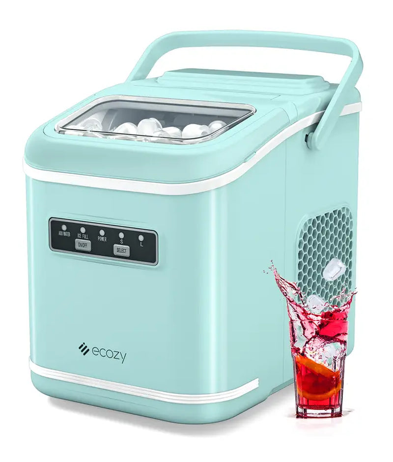 Ice Maker, Ecozy Portable Ice Maker, 26Lb, Cube Ice 9 in 6Min, Self-Cleaning,Ice Bags/Standing Ice Scoop/Ice Basket Kitchen Utensils