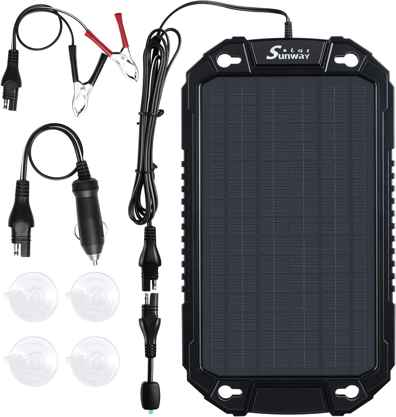 Efficient 12V Solar Battery Trickle Charger & Maintainer - Keep Your Car, Motorcycle, or RV Battery Charged Anywhere!