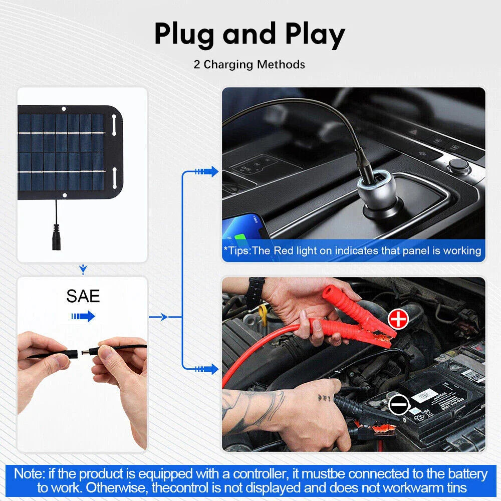 30W High-Efficiency Solar Panel Kit - 12V Trickle Charger for Boats, Cars, and RVs